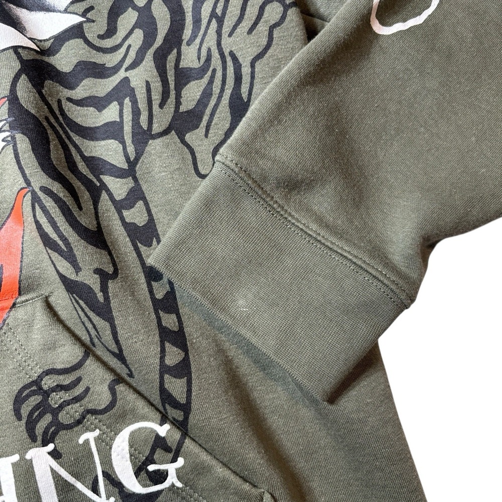 Ed Hardy Dragon Tiger Tattoing Sweatshirt Hoodie Green Men's Large - Picture 2 of 8